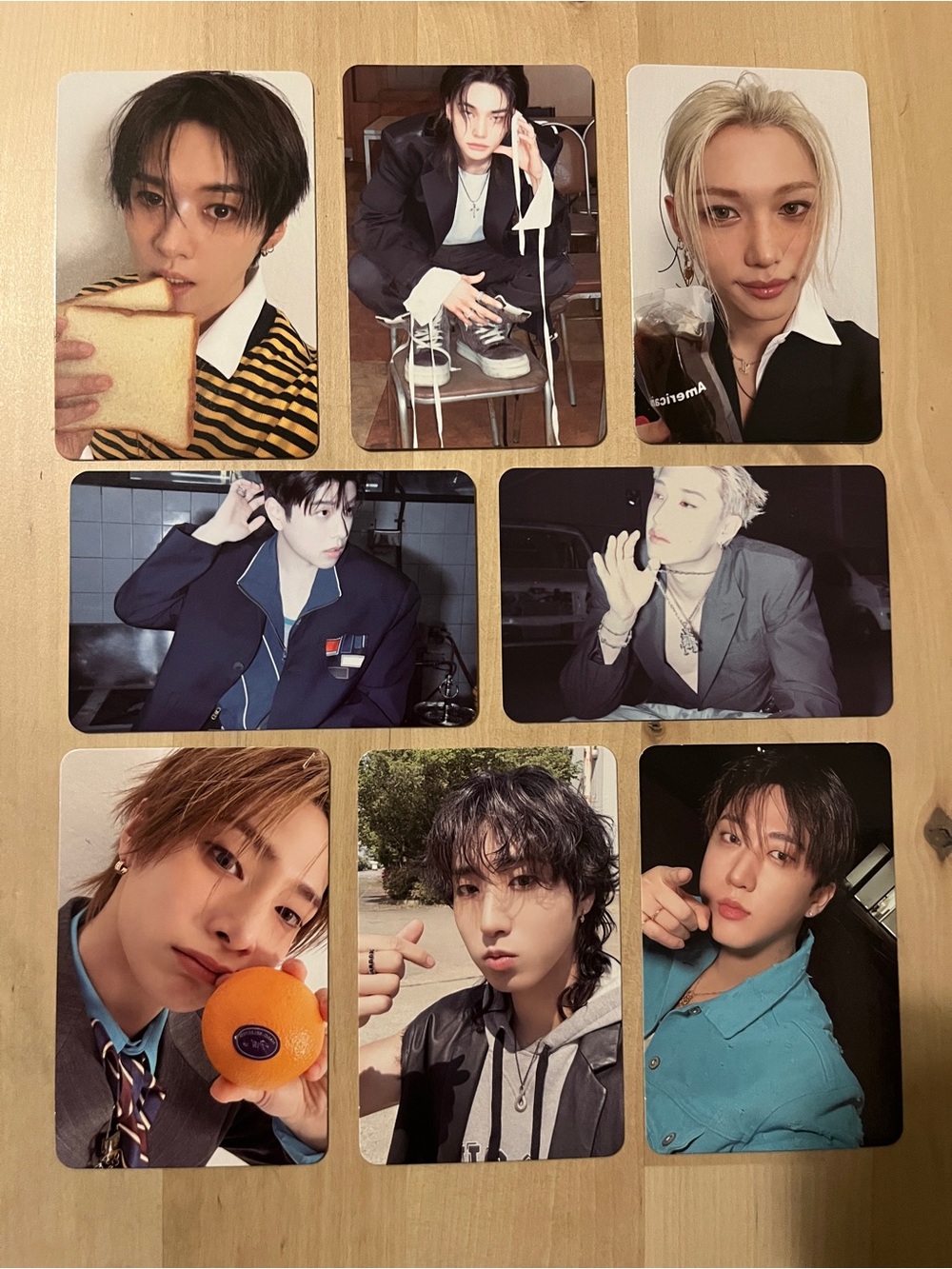 Set of 8 OFFICIAL This and That Stray Kids photocards (set #1) - Bangchan, Felix